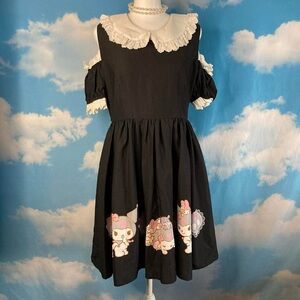 Kuromi Sanrio Cold Shoulder Ank Rouge Dress